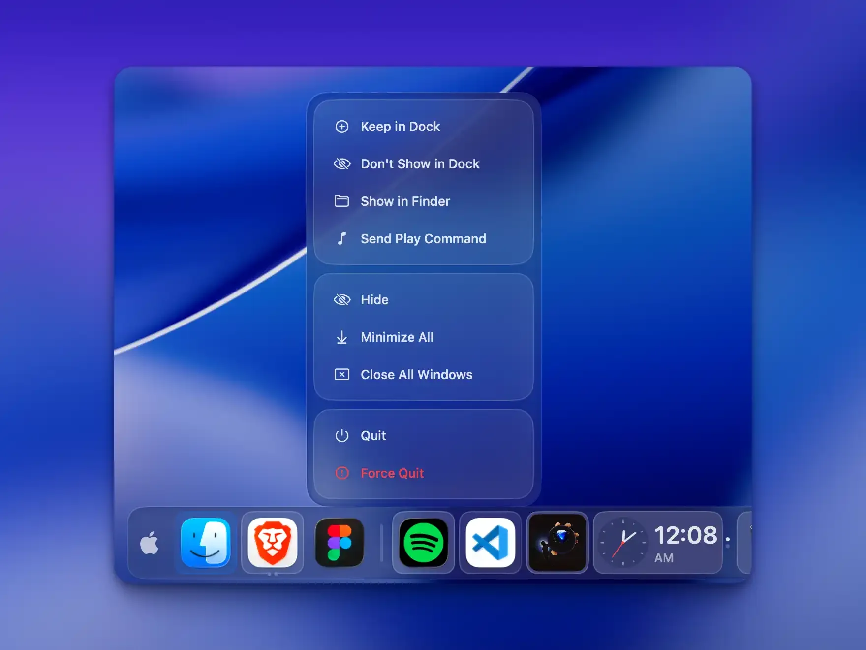 DockDoor Pro rich right-click context menus for dock apps
