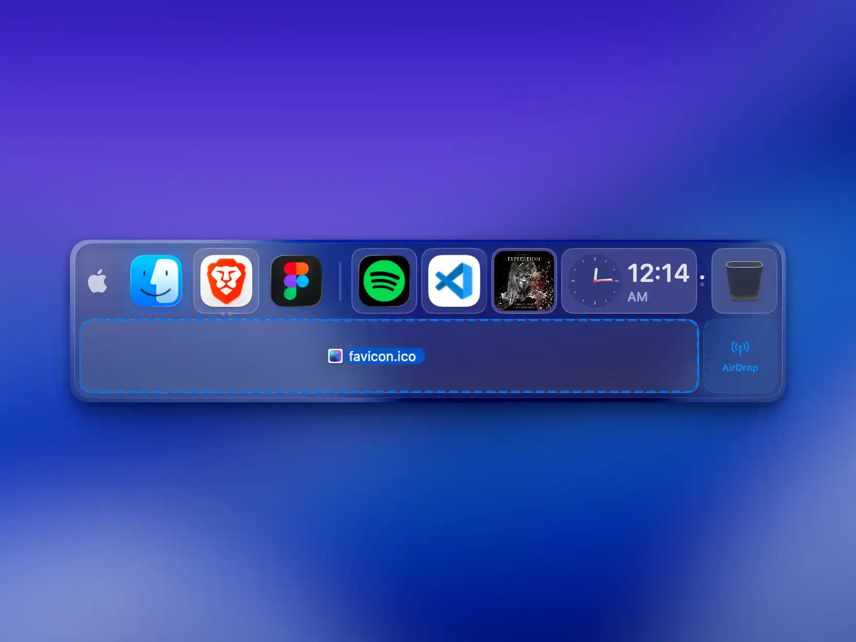 DockDoor Pro file tray staging area with AirDrop integration