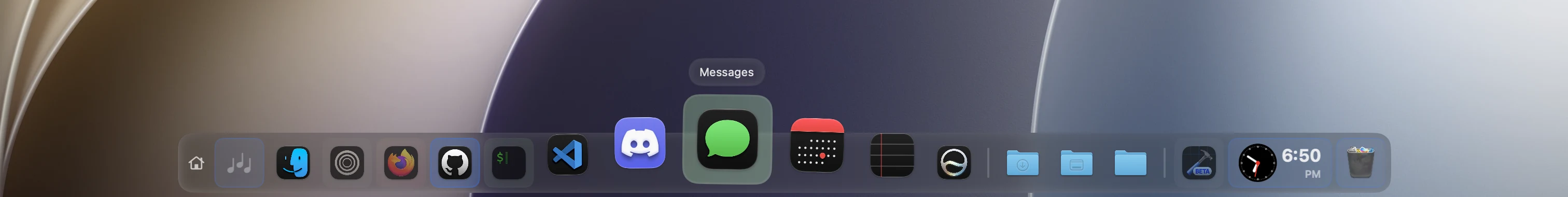 Dock icons magnifying under the pointer