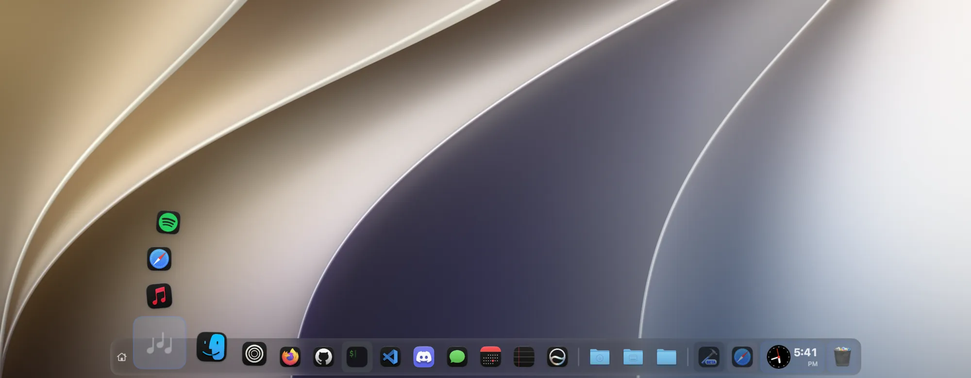 Media player picker above the dock