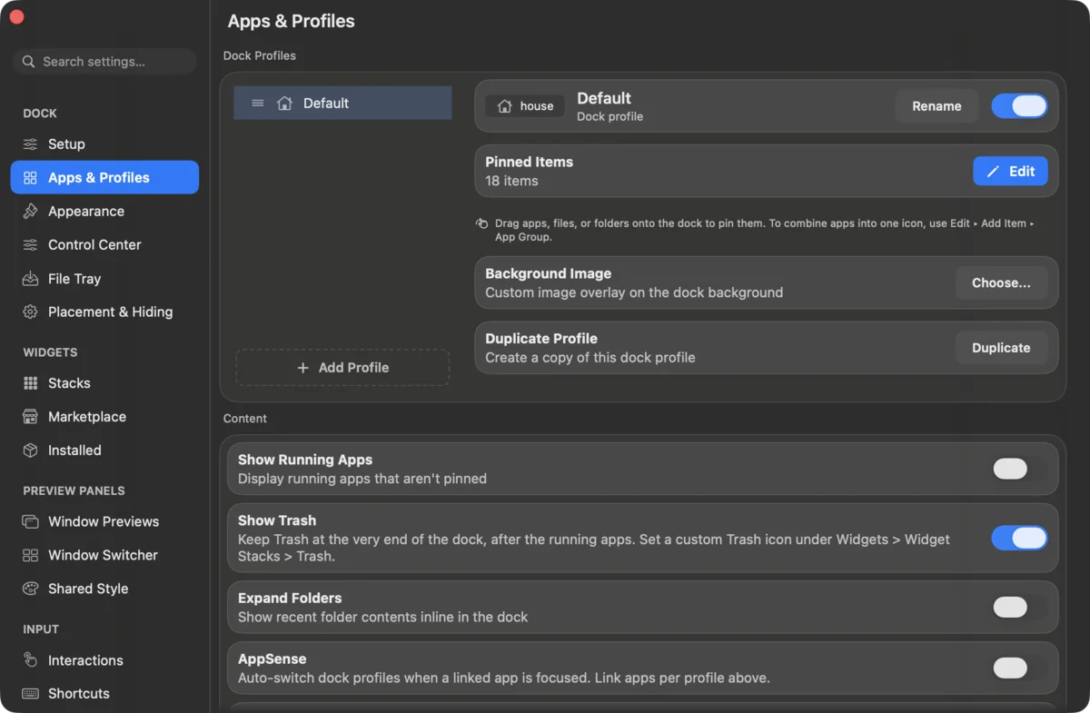 DockDoor Pro settings