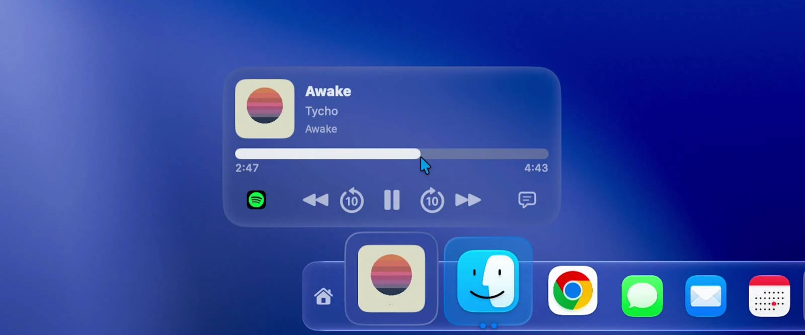 Media player picker above the Dock